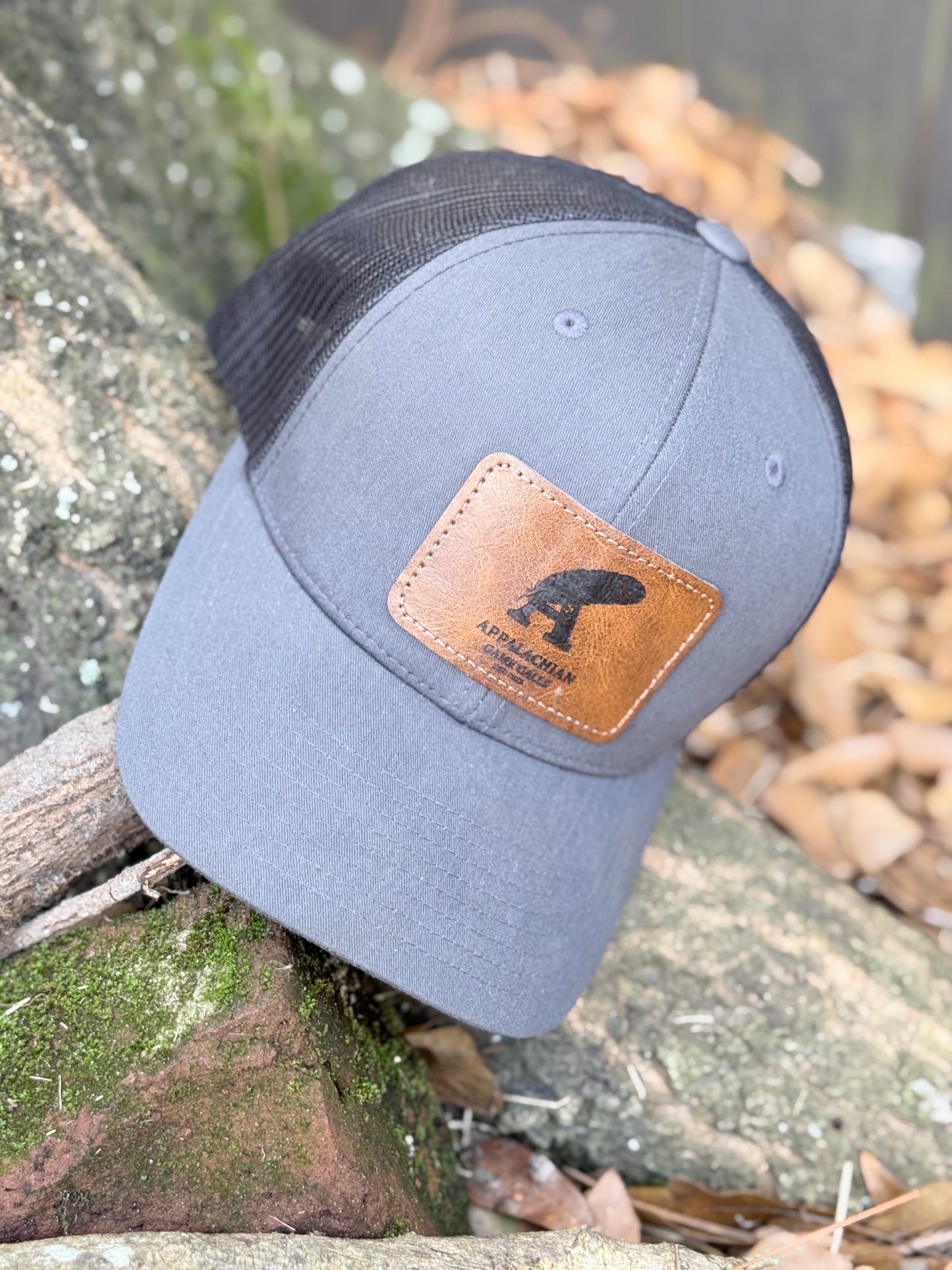Charcoal/Black Rectangle Patch Logo Hat